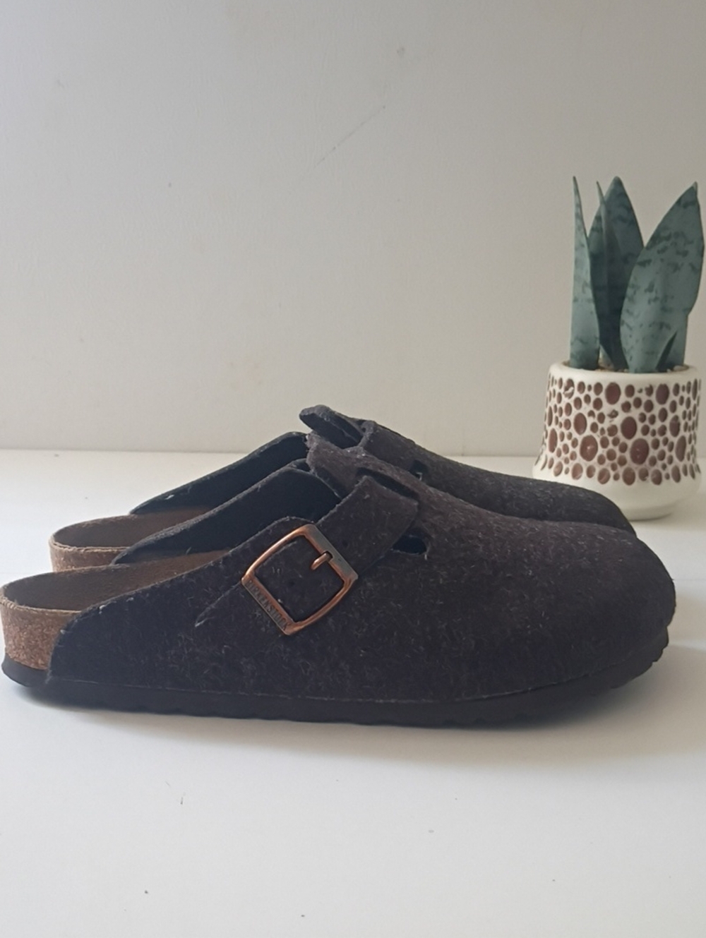 Birkenstock Boston Charcoal Wool Clogs with Buckle Size  37 women's 6 - 6.5